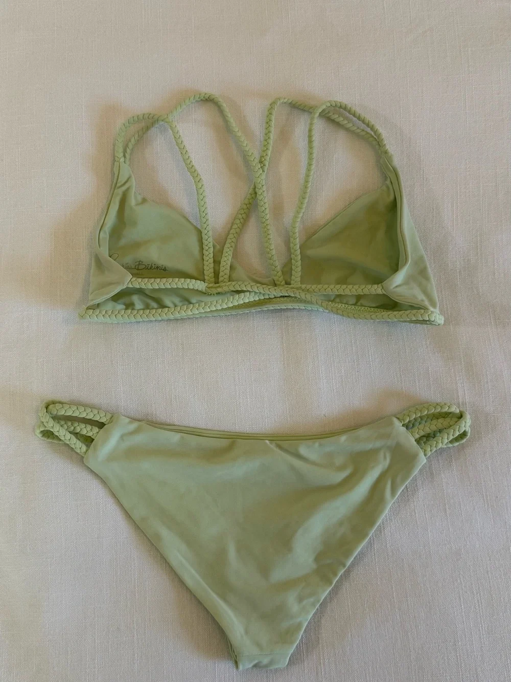 Frankie’s Bikinis Lime Green Braided Strap Bikini Set